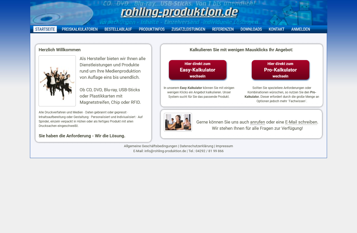 Rohling-Produktion.de - CD, DVD, Blu-ray bedruckt, Pressung, Siebdruck, Offsetdruck, Mastering
