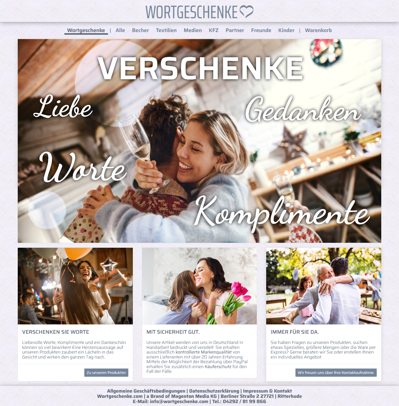 Wortgeschenke.com Geschenke zu allen Gelegenheiten, Tassen, Becher, Textilien für Freunde, Partner und Kinder.